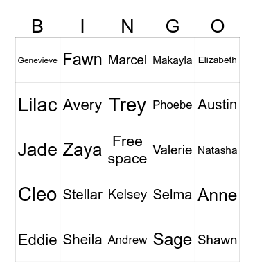 Name bingo Card