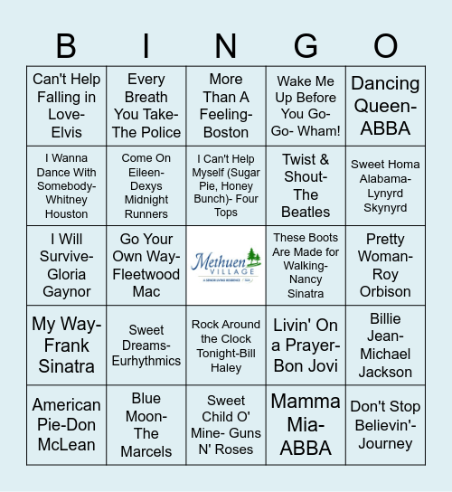 Musical BINGO Card