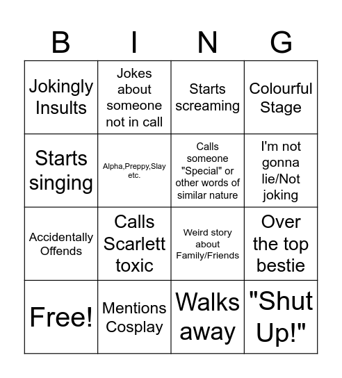 Lily Bingo Card