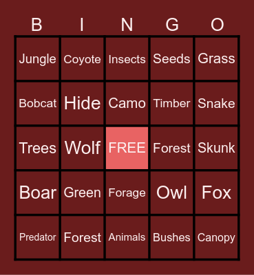FOREST ANIMALS Bingo Card
