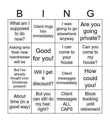 Retirement text bingo Card