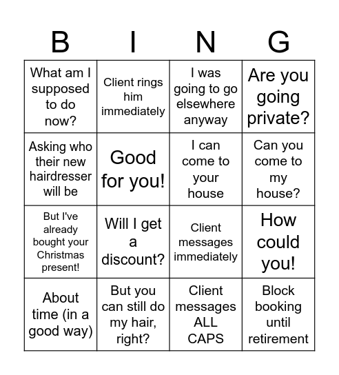 Retirement text bingo Card