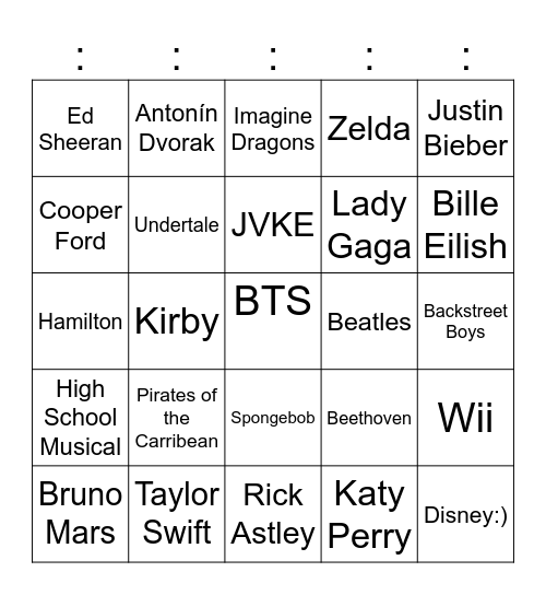 Music... Bingo Card