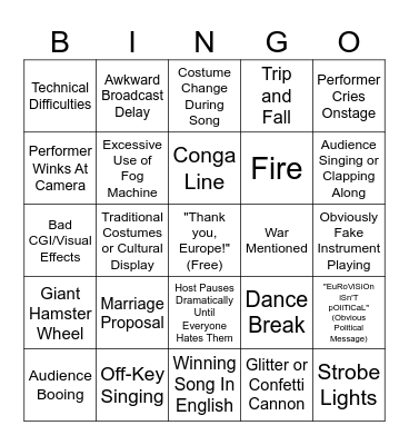 ESC 2024 Bingo Card