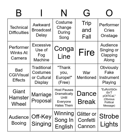 ESC 2024 Bingo Card