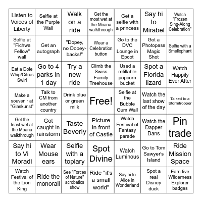 Disney World - May 2024 Bingo Card