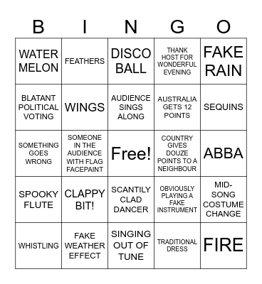 Eurovision Bingo 2024 Bingo Card