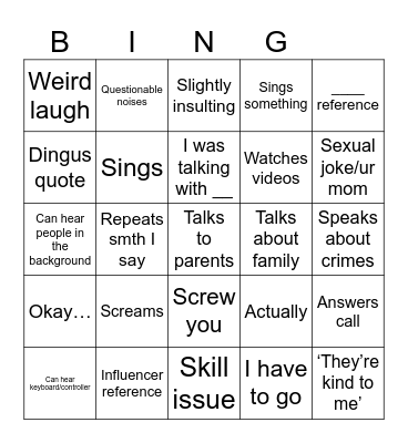Levi… Bingo Card