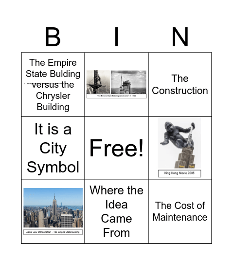 Empire State Building Bingo Card