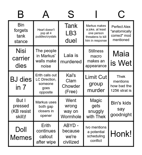 BASIC TEA Bingo Card