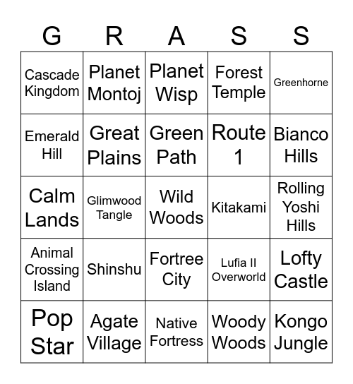 Cajun {Round 2} Grassy Areas Bingo Card