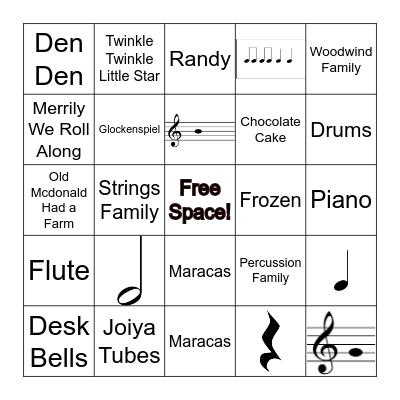 Musical Bingo Card