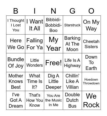 Disney Soundtracks Bingo Card