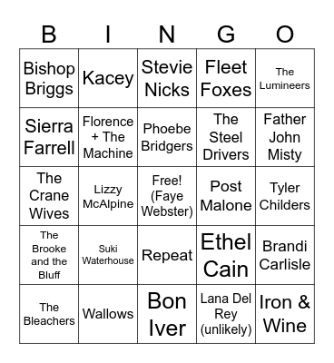 Iron Blossom 2024 Bingo Card