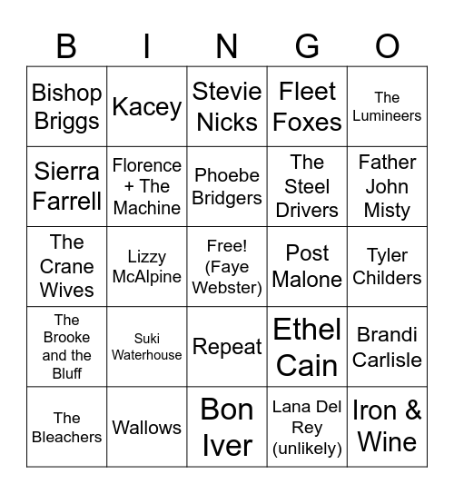 Iron Blossom 2024 Bingo Card