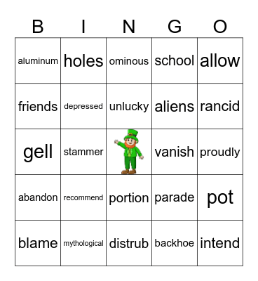 Leprechaun in Your Lunch Bingo Card