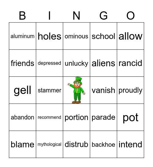 Leprechaun in Your Lunch Bingo Card