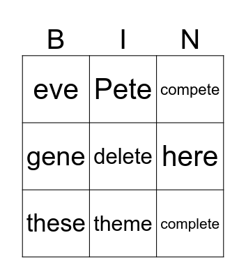 e_e Bingo Card