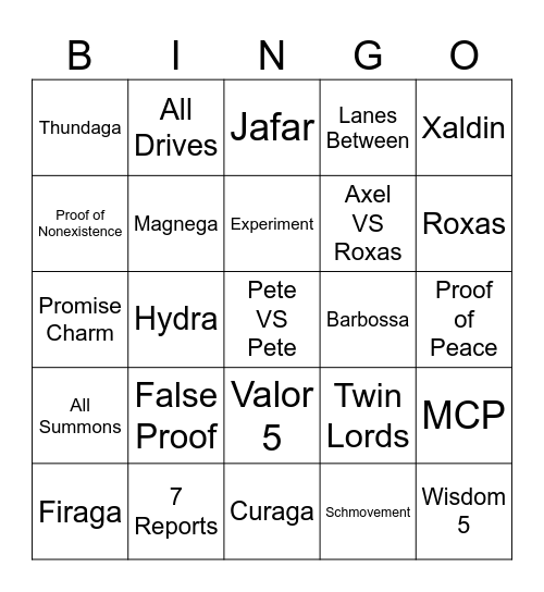 KH2 Rando Bingo v2 Bingo Card