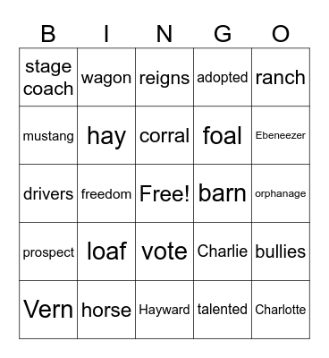 Freedoms Crossing Bingo Card