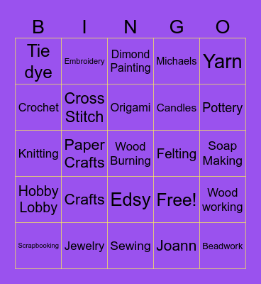 Handicraft Hangout Bingo Card