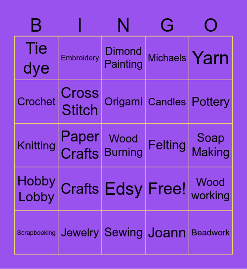 Handicraft Hangout Bingo Card