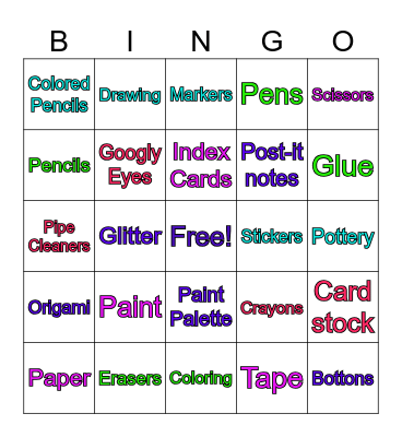 Art/crafts Bingo Card