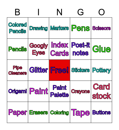 Art/crafts Bingo Card