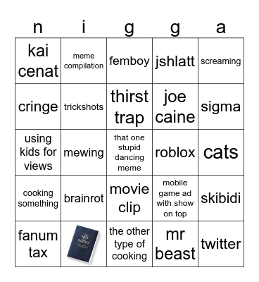 yt sharts Bingo Card