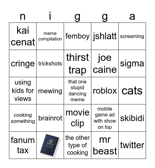 yt sharts Bingo Card