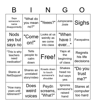 Mr. Dillingham Bingo Card