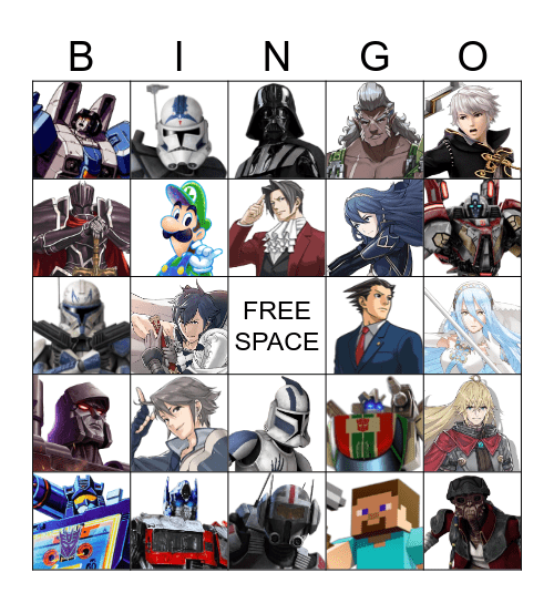 Favorite Character Bingo Card