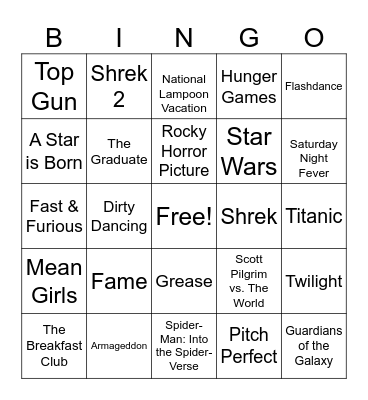Movie Soundtracks Bingo Card