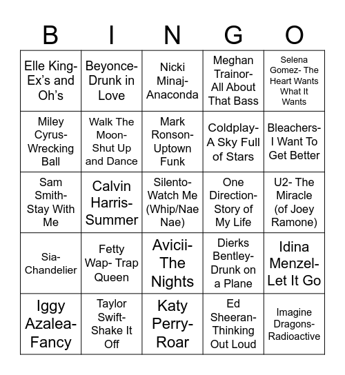 Radio Bingo Class of 2014 Bingo Card