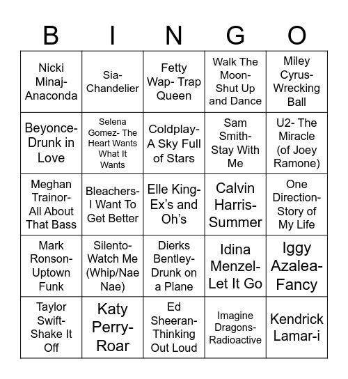 Radio Bingo Class of 2014 Bingo Card
