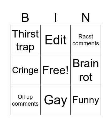 iNSTAGRAM BINGO Card