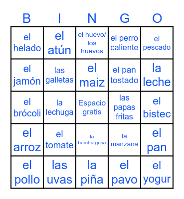 Las Comidas Bingo Card