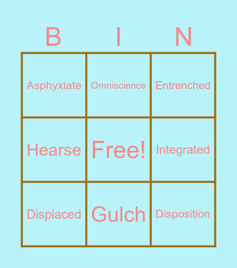 Flannery O’Connor Bingo Card