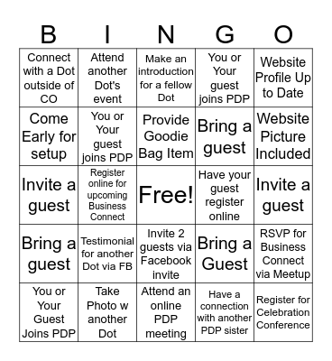 Rock the Dot Bingo Card
