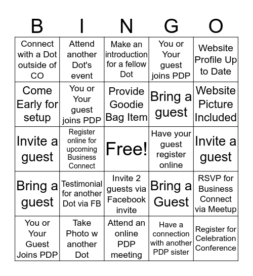 Rock the Dot Bingo Card