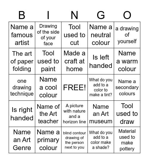 ART Bingo Card