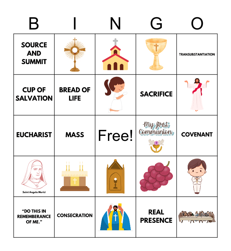 First Communion BINGO Card