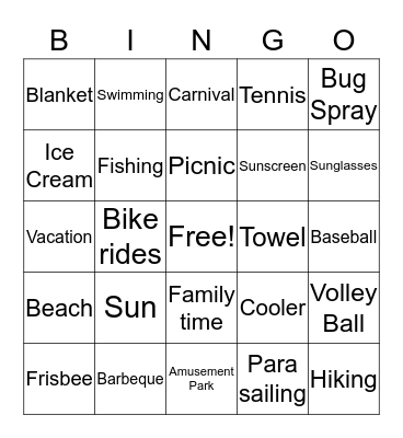 Summer is here! Bingo Card