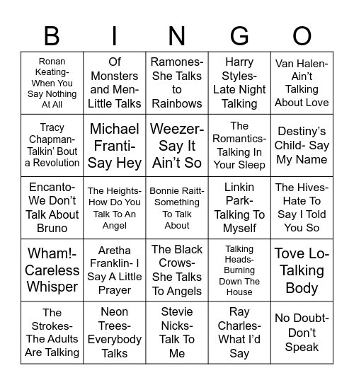 Radio Bingo Flapping Your Gums Bingo Card