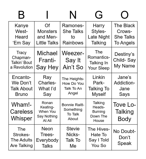 Radio Bingo Flapping Your Gums Bingo Card