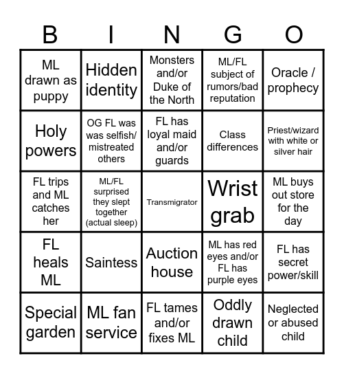 My RF Manhwa Bingo Card