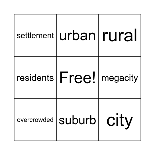 Settlement Bingo Card