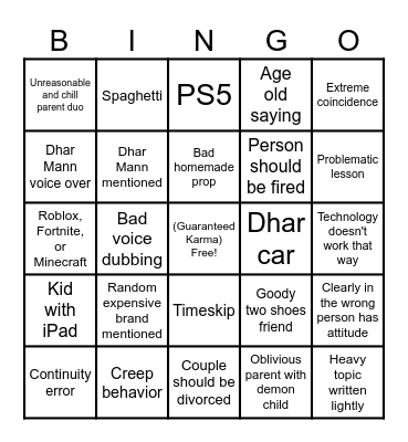 Dhar Mann Bingo v. V Bingo Card