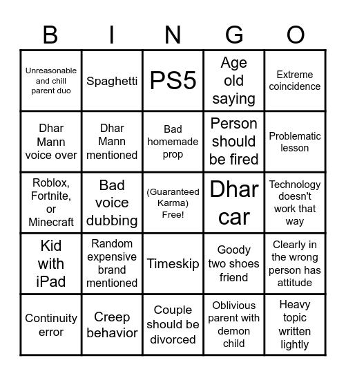 Dhar Mann Bingo v. V Bingo Card