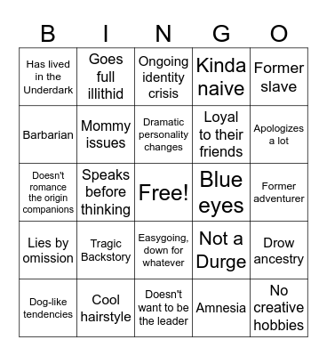 Fidelius Bingo Card